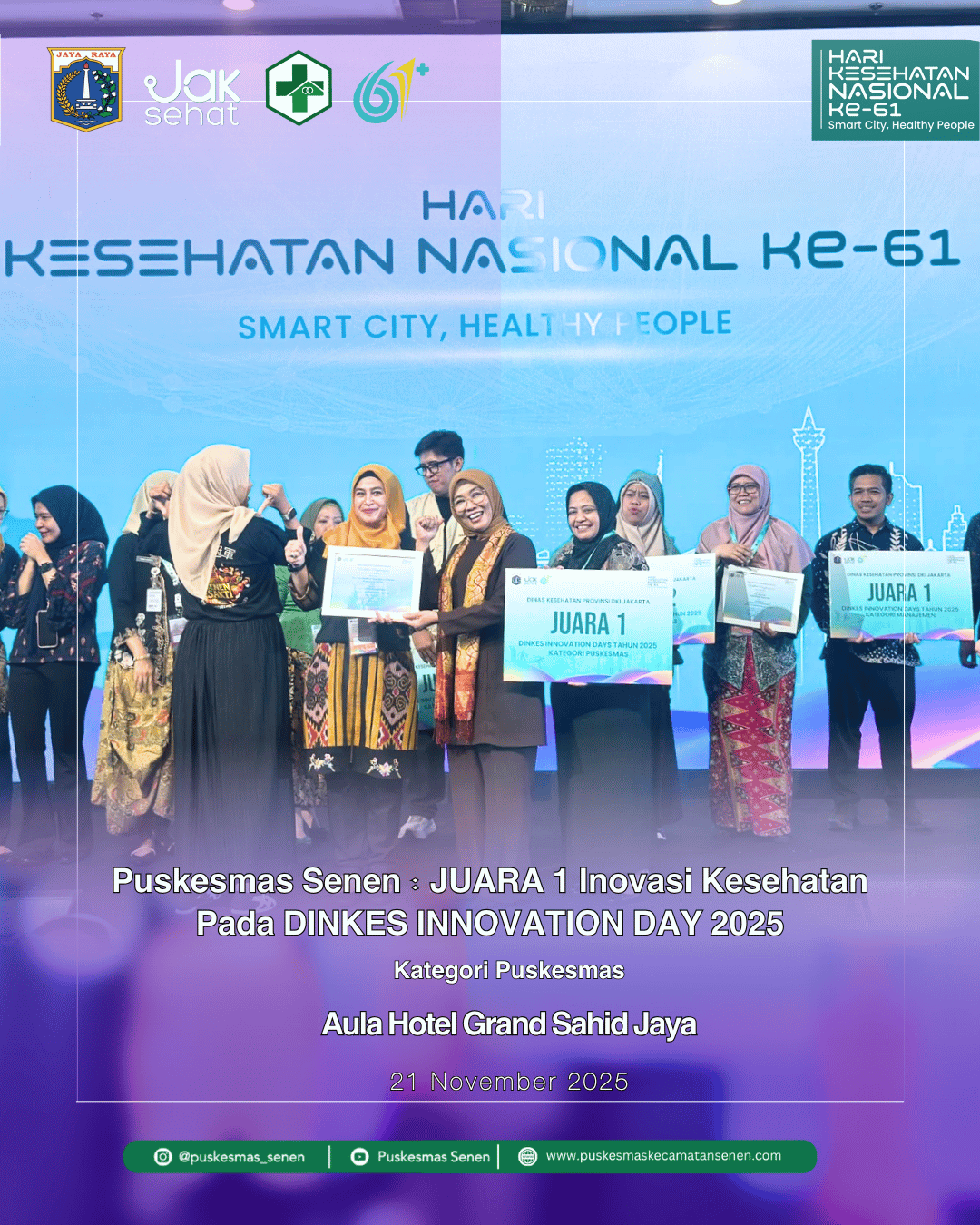 Puskesmas Senen meraih Juara 1 Inovasi Kesehatan